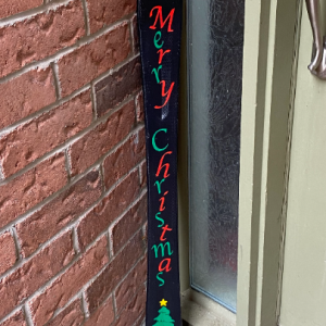 Merry Christmas Sleigh Bells Christmas Tree Vertical Front Door Front Porch Welcome Sign