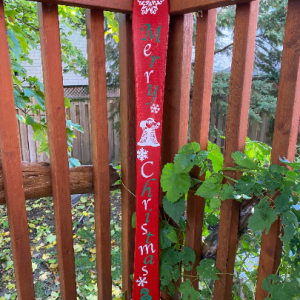 Merry Christmas Snowflakes Santa Elf Vertical Front Door Front Porch Welcome Sign