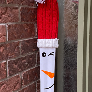 Cute Winking Snowman Vertical Front Door Front Porch Welcome Sign
