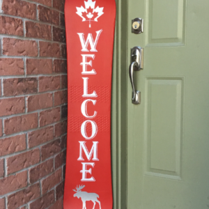 Welcome Sign Vertical Front Door Front Porch Canada Maple Leaf Moose