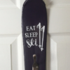 Eat Sleep Ski Personalized Wall Mounted Vertical 3 Hook Organizer